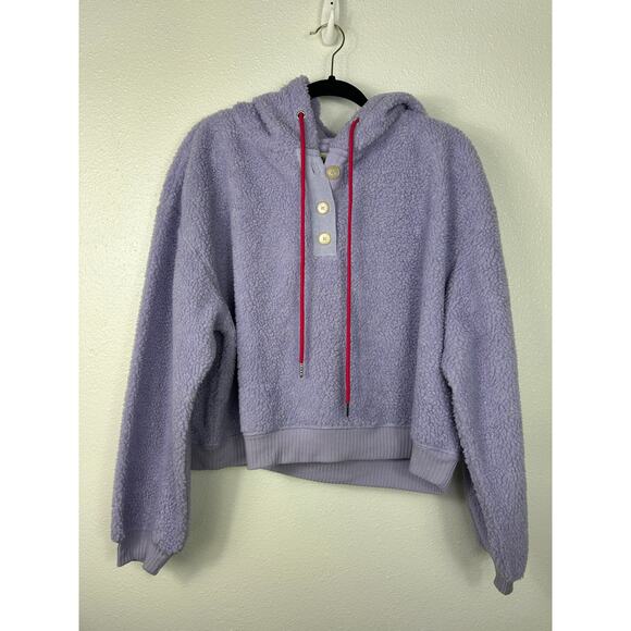 Anthropologie Porridge NWT Sherpa Teddy Hoodie Purple Sz Large - Picture 2 of 8